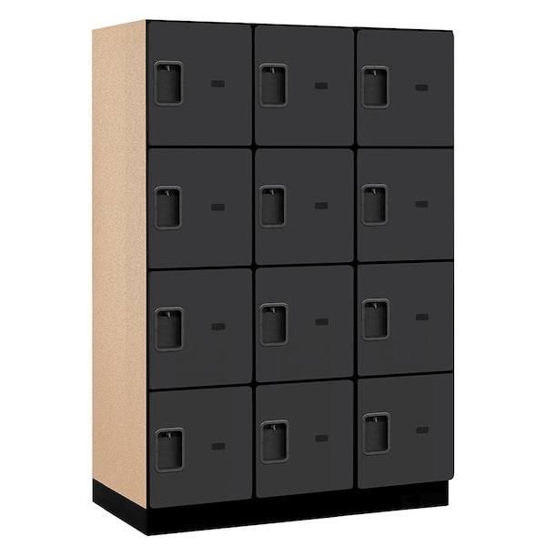 4 Tier Designer Locker, 54"Wx76"Hx21"D, 12 Door, Black